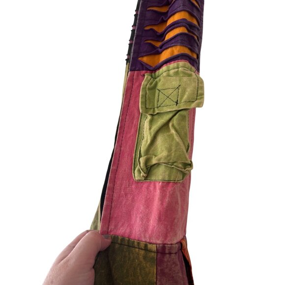 Handcrafted Patchwork Ripped Sling Bag  Made In Nepal - Picture 6 of 15